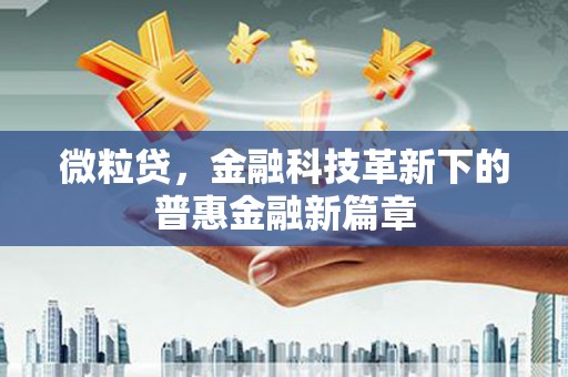 闻喜微粒贷，金融科技革新下的普惠金融新篇章