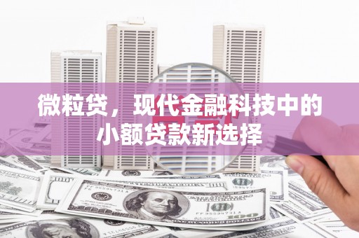 闻喜微粒贷，现代金融科技中的小额贷款新选择