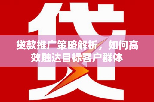闻喜贷款推广策略解析，如何高效触达目标客户群体