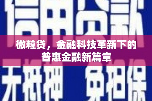 闻喜微粒贷，金融科技革新下的普惠金融新篇章