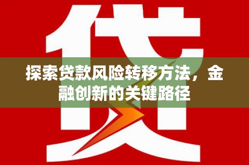 闻喜探索贷款风险转移方法，金融创新的关键路径
