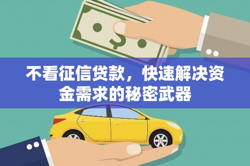 闻喜不看征信贷款，快速解决资金需求的秘密武器