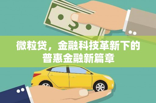 闻喜微粒贷，金融科技革新下的普惠金融新篇章
